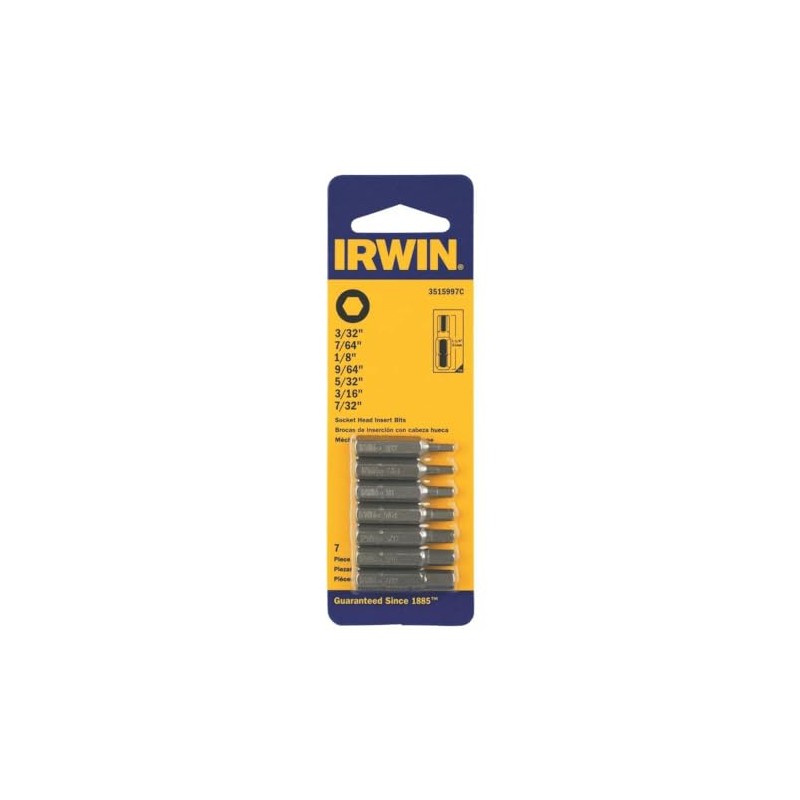 Irwin Tools IWAF21HEX7 Screwdriving Insert Bit Set (7 Pack), 3/32",