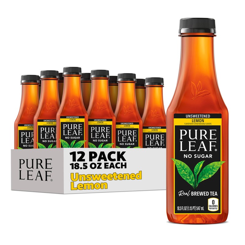 Pure Leaf Iced Tea, Unsweetened Lemon, Real Brewed Tea, Zero
