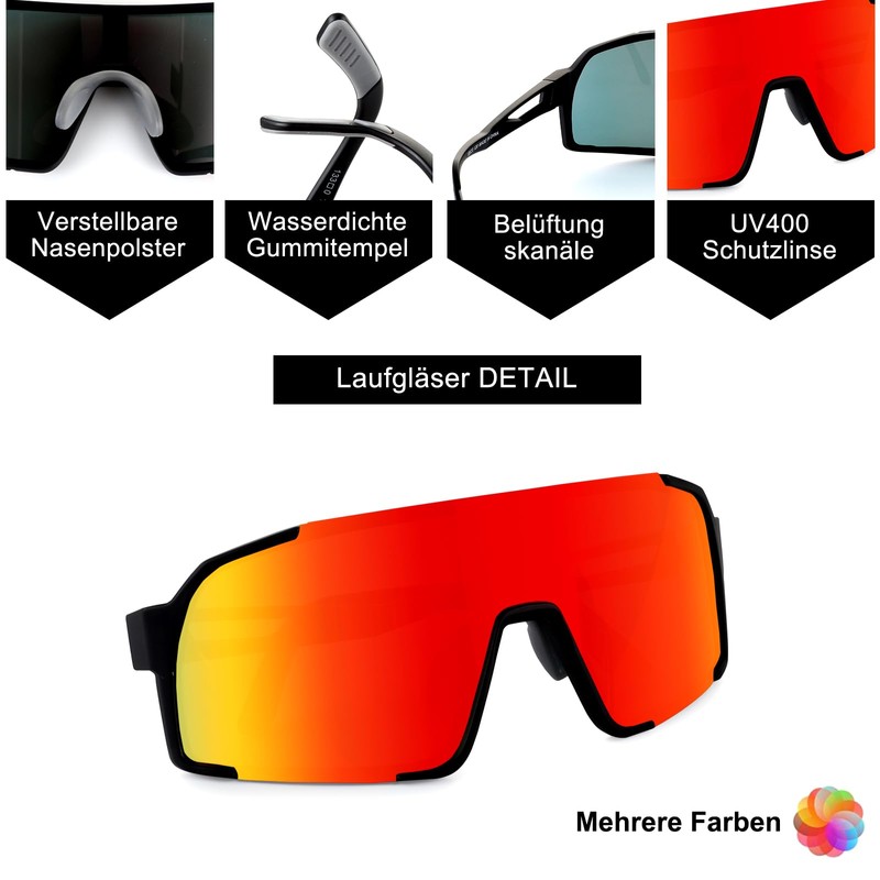 BamLom Cycling Glasses (Black Red)