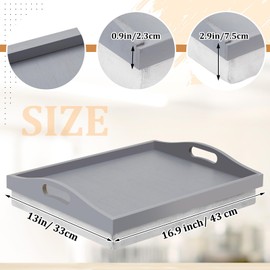 Tioncy 1 Piece Bamboo Lap Tray with Detachable Pillow 16.9'' x 13'' Lap TV Trays Desk with Handles for Adults Eating in Recliner Breakfast Housewarming Gift (Grey)