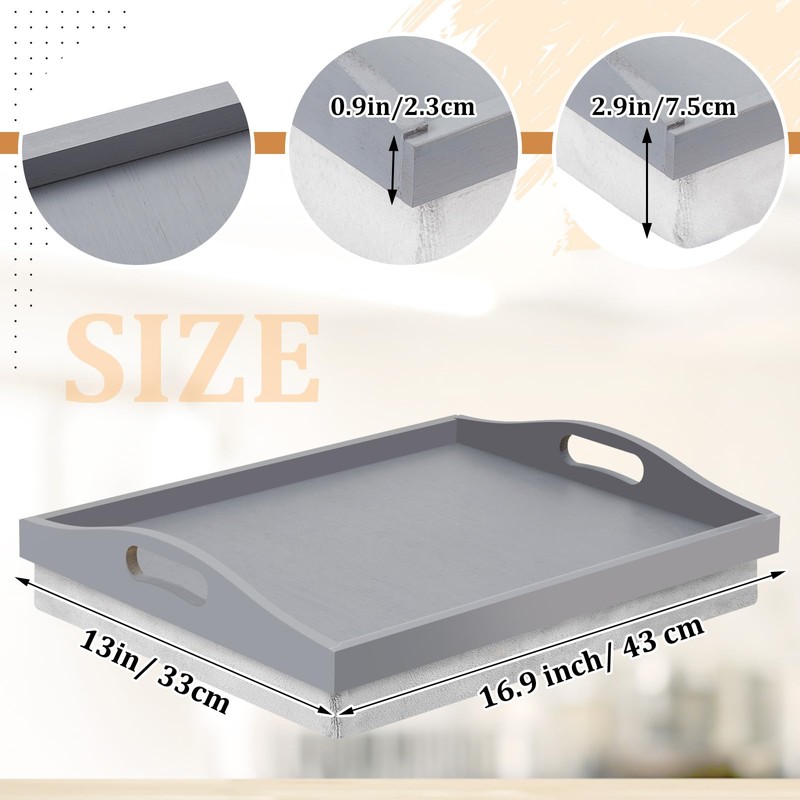 Tioncy 1 Piece Bamboo Lap Tray with Detachable Pillow 16.9''