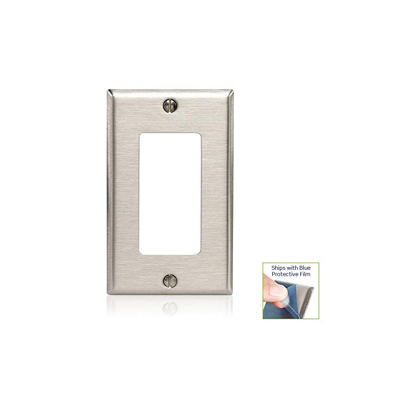 Leviton 1-Gang Decora/GFCI Oversized Wallplate, SO26, Stainless Steel