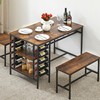 Dining Table Set for 4, Kitchen Table with 2 Benches,
