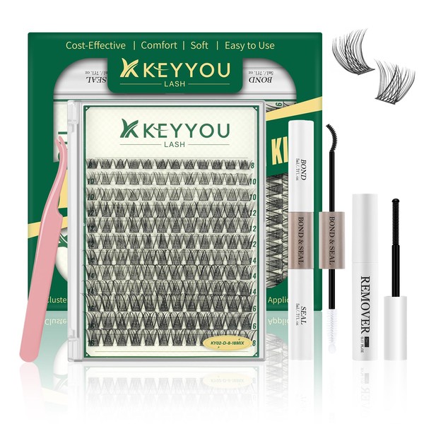 DIY Lash Extension Kit KEYYOU LASH 144pcs 8-18MIX Lash Clusters
