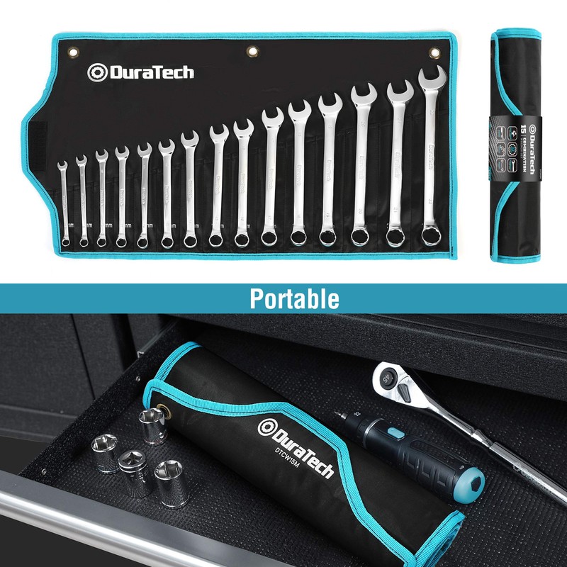 DURATECH Combination Wrench Set, Metric, 15-Piece, 8, 9, 10, 11,