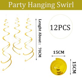 12Rolls Hanging Swirl Decorations Gold for Happy Birthday Party Swirls Decorations-Gold Hanging Swirls Ceiling Decorations Shiny Foil Swirls for Wedding,Baby Shower,Xmas,Birthday Party Supplies