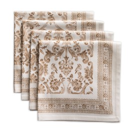 Maison d'Hermine Equinoxe 100% Cotton Soft and Comfortable Set of 4 Napkins for Family Dinners | Weddings | Cocktail | Kitchen | Home | Thanksgiving/Christmas (Beige, 45 cm x 45 cm)