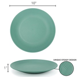 Homienly Flat Dinner Plates Set of 8 Alternative for Plastic Plates Microwave and Dishwasher Safe Wheat Straw Plates for Kitchen Unbreakable Kids Plates with 4 Colors (Multi,10 inch)