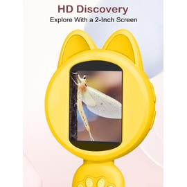Microscope for Kids - 2 Inches LCD Screen Mini Microscope Pocket Handheld Microscope for Toddlers-Educational Science Kit Toys for Birthday Gifts,Toy for Age 3 4 5 6 7 8 Girls Boys,Yellow