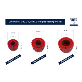 Copper Pipe Cleaner, [7-Pc: 3 Pipe Cleaners, 3 Fitting Cleaners, (½-, ¾-, & 1.0-in), & 1 Reamer (for Pipes of (3/16) – 1(1/2) inch)], to Clean Copper Pipes & Fittings for Soldering