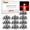 100Pcs 3/4 Inch Clear Lens Red 3 LED Marker lights,