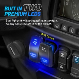 Anina Interior Light Rocket Switch Blue LED 12V 5 Terminal Marine Toggle On Off with Jump Wire fit for GM, Ford, Chevy, Jeep Pickup Trucks Boats ATVs UTVs RVs