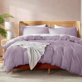 Nestl Dusty Purple Duvet Cover Queen Size - Soft Double Brushed Queen Duvet Cover Set, 3 Piece, with Button Closure, 1 Duvet Cover 90x90 inches and 2 Pillow Shams