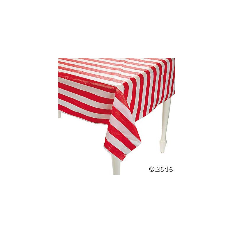 Fun Express SYNCHKG028647 Red and White Striped Tablecloth Roll