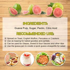 Eaton's Guava Jam - All-Natural Jamaican Guava Jam, for Bagels, Biscuits, Crackers, English Muffins, and French Bread, Dips in Charcuterie Boards and Gift Baskets, with Jerk Cooking Recipe eBook