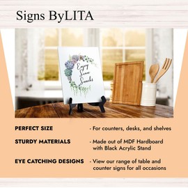 Enjoy Some Snacks Table Sign with Easel, Floral Crescent Design (6" x 8")