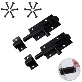 Lock Bolt with Screws, Bolt Bolt on Both Sides, Door Bolt, Pack of 2 Sliding Latches, Small Door Bolt, Deadbolt Lock, for Bathroom, Toilet, Shed, Bedroom, 6.3 x 2.5 cm Butyeak