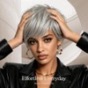 Peluca de cabello humano Pixie de 4 pulgadas gris plateado