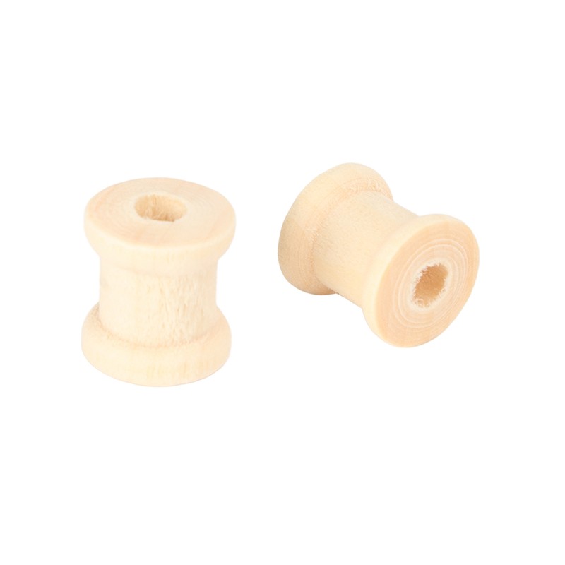 200Pcs Wooden Spools 0.55in 0.51in Unfinished Polished Wood Smoothing Wooden