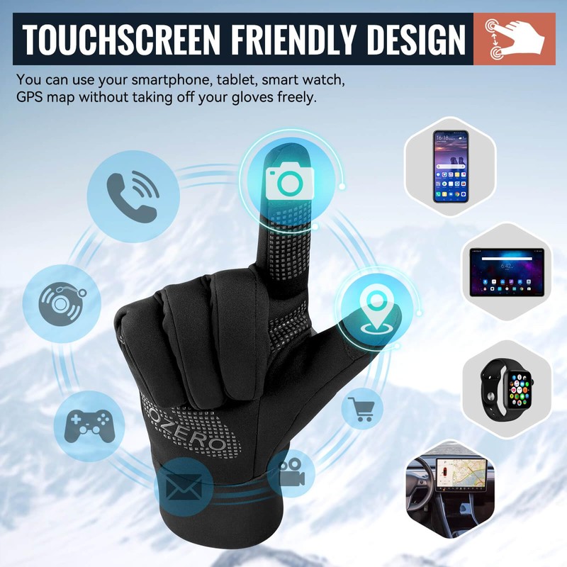 OZERO Winter Warm Gloves for Men: Cold Weather Lightweight Touchscreen