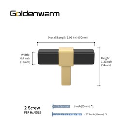 goldenwarm 6 Pack Black and Gold Cabinet Knobs Kitchen Cabinet Knobs Matte Black Drawer Knobs Black Knobs for Cabinets, Zinc Alloy, Single Hole Knob