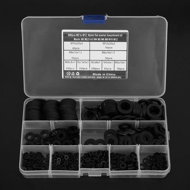 Nylon Washer Nylon Seal Black, M2-M12 Black Washer Assortment Set,