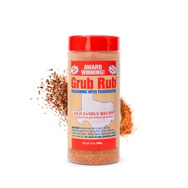 Grub Rub BBQ Blend – Award-Winning Seasoning Family Recipe For Smoking & Grilling Moist, Tender, Juicy Meats - Pork, Steak, Brisket, Seafood, Veggies & More 13 Ounce (Pack of 1)