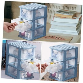 Operitacx 2 Stück Boxen Transparente Aufbewahrungsbox Waschbecken-organizer Vorratsbehälter Tabletts System Jungtier Drei Lagerkorb Desktop-organizer Stapelbarer Schuhorganisator Abs Blue Pp