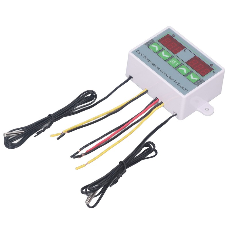 Dual Temperature Controller Waterproof Digital Thermostat with Data Storage for