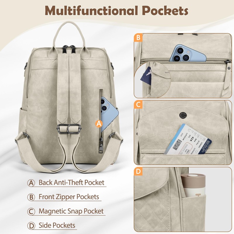 Backpack Purse for Women Leather Anti-Theft Travel Backpack Purse