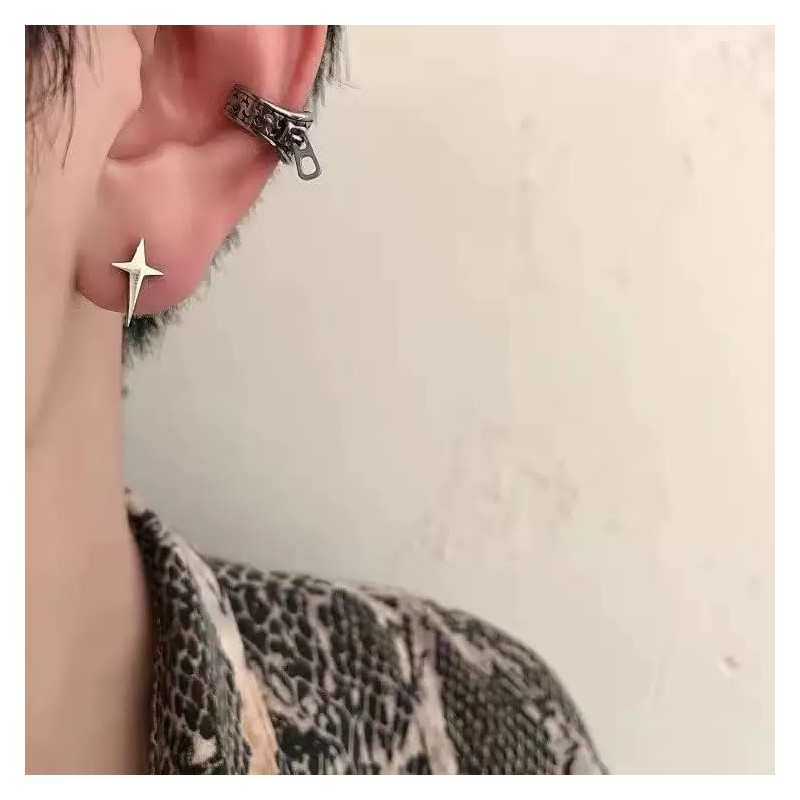 Vintage Zipper Ear Cuff, Stainless Steel Non-Pierced Adjustable Wrap Around