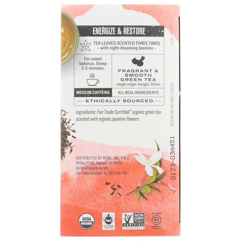 Numi Tea - Jasmine Green Tea, 18 bag