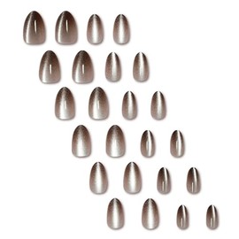 Hkanlre Uñas postizas almendradas brillantes, tamaño mediano, uñas postizas francesas para mujer, uñas naturales reutilizables con brillo.