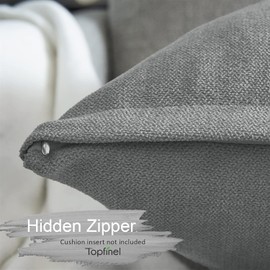 Topfinel Decorative Cushion Covers, 40 x 40 cm, Grey, Set of 2, Fluffy, Chenille Cushion Covers, Cuddly, Throw Pillow Covers, for Living Room, Sofa, Bed, Garden, Balcony, Children's Room