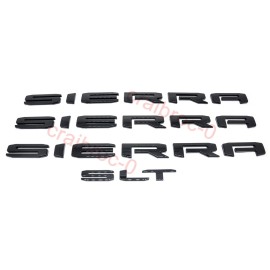 GMC 4PCS Gloss Black 2019 - 2025 GMC SIERRA 1500 SLT Letters Emblem Nameplate Badge