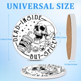 Car Cup Holder Coaster - Funny Skull Drink 2 Pack for Absorbent Cup Holders,Universal Anti Slip Insert Absorbent Ceramic Car Cup Holder Coaster with A Finger Notch