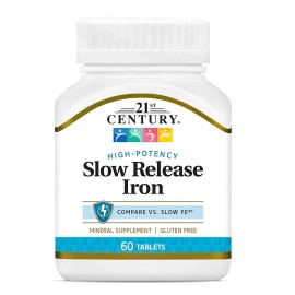 21st Century Slow Release Iron 45mg Supplement High Potency Formula Tablets 60ct