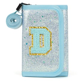 OYLOLA Kids Wallet Initial Little Girls Wallet Cute Birthday Gifts for Girls Toddler Girl Gifts Preppy Trendy Stuff for Girl, Blue, D