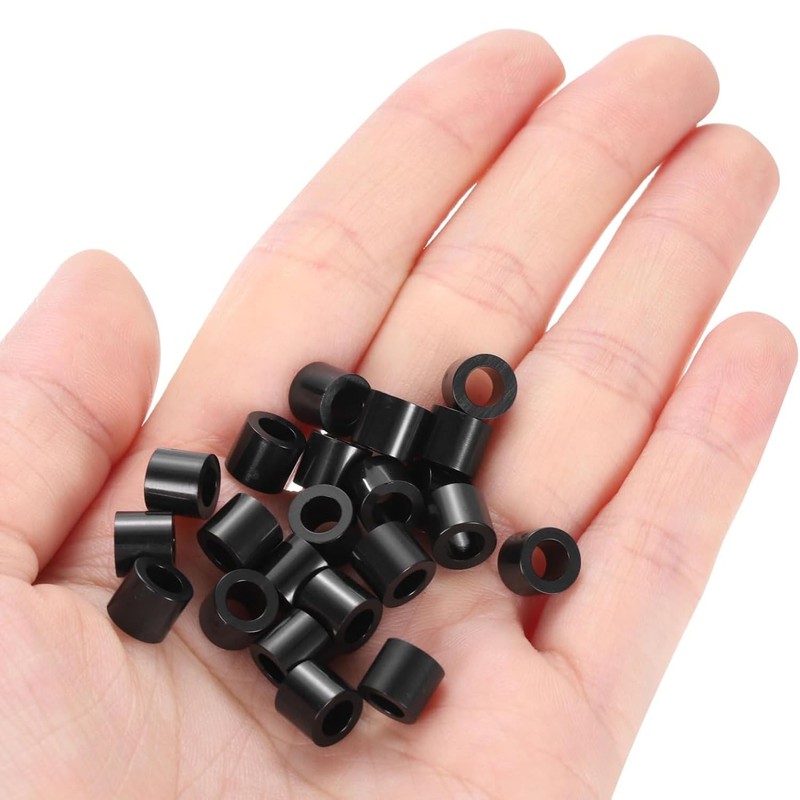 Pack of 50 M6 Round Spacer Sleeves, Black Nylon, 11