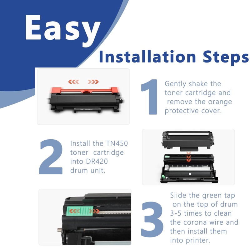 TN450 Toner Cartridge 2 Pack Compatible Replacement for Brother TN-450