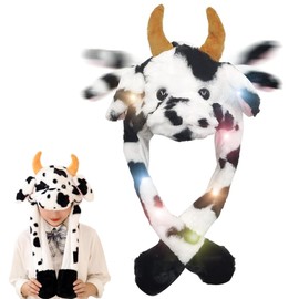 Hat with Movable Ears, Wiggle Ear Cap with LED, Movable Ears Press the Animal Hat, Movable Ear Hat, Hat with Wiggle Ears, LED Luminous Ears, Rabbit Ears, LED Hats for Fancy Dress