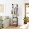 ELYKEN Coat Rack Freestanding, Hall Tree with 3 Storage Shelves
