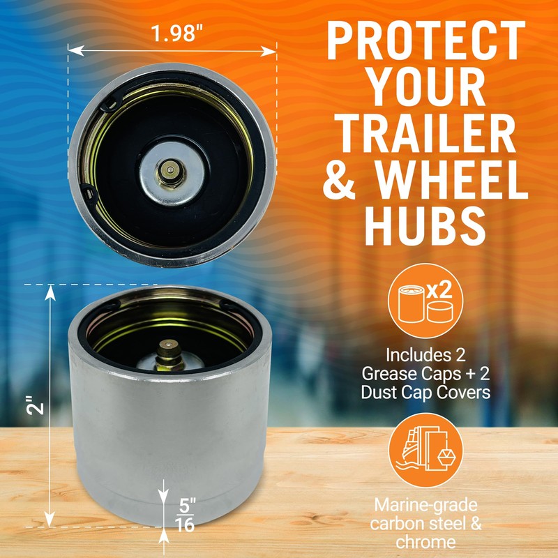 Boat Trailer Bearing Dust Cap, 1.98 Inch Grease Cap Covers