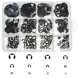 220‑Piece 2mm–12 mm E‑Clip Set – Carbon Steel Circlip Assortment Kit with Compartmented Organizer