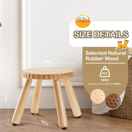 TATOZA Cookie Step Stool Short Stool for Kids Adults, Small Wood Stool for Bathroom, 9 Inch Wood Stool, Plant Stand(Natural)