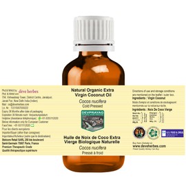 Devprayag Natural Organic Extra Virgin Coconut Oil (Cocos nucifera) Natural Therapeutic Grade Cold Pressed (Pack of two) 100ml X 2 (6.76 oz)