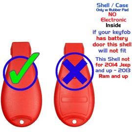 1 New Red Keyless Entry Remote Start Car 5 Button Key Fob Fobik Shell / CASE M3N5WY783X IYZC01C for Jeep Grand Cherokee and Commander - (No Electronics or Chip Inside)