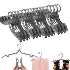 FlyNautics 20Pcs Travel Hangers Space Saving Portable Folding Coat Hangers Travel Accessories Essentials for Traveling Camping Flying RV Cruises Suitcase Foldable Clothes Drying Rack Grey