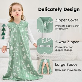 FIEMOL Baby Sleep Sack 0-6 months, 100% Cotton Sleeping Sack for Newborn and Infant, 3 Pack Baby Wearable Blanket, 0.5 Tog Lightweight Double Zipper Sleep Bag Green Apricot Bear