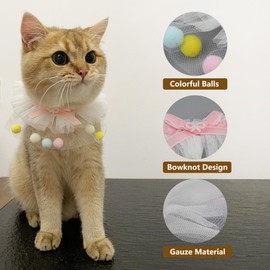 GAGILAND Cat Princess Costume - Girl Cat Birthday Hat & Lace Bib Outfit, Bandana for Small & Medium Cats, Party Supplies and Decorations